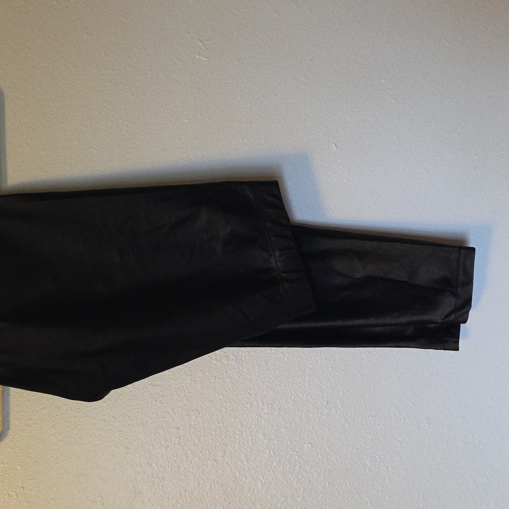 Poprageous Black Satin/Faux Leather Leggings. Size Large. Mid Rise.